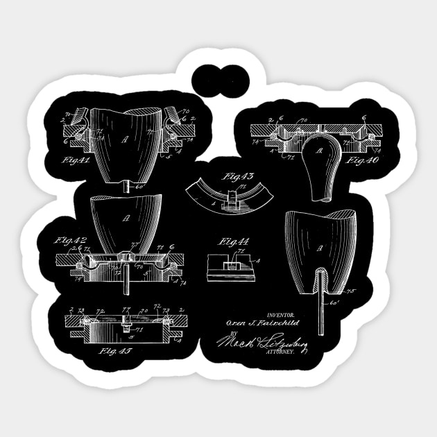 Automatic Bowling Machine Vintage Patent Drawing Sticker by TheYoungDesigns